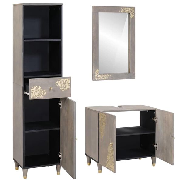 vidaXL Vannitoa kapikomplekt sahtliga 3 pcs Hall Tugev mango puu