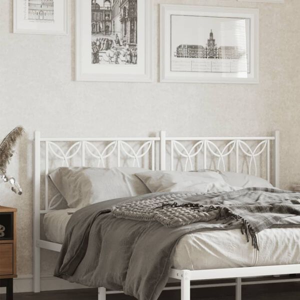 vidaXL metallist voodipeats, valge, 150 cm