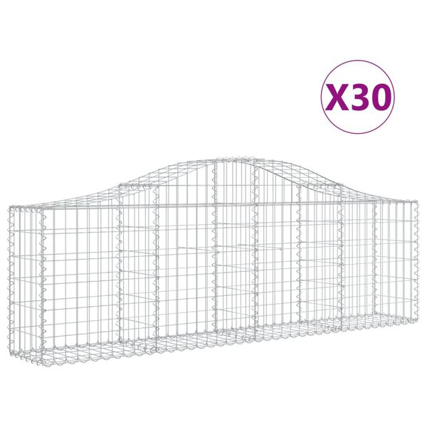 vidaXL kaarekujulised gabioonkorvid 30 tk, 200x30x60/80 cm, raud