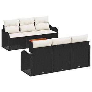 vidaXL Aia Diivanikomplekt padjaga 7 pcs Must pol&uuml;rotang