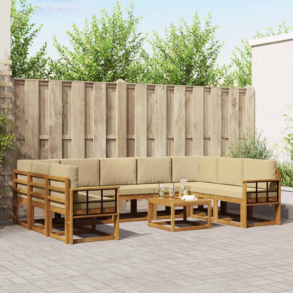 vidaXL V&auml;li diivanikomplekt padjaga 10 pcs Looduslik ja beež