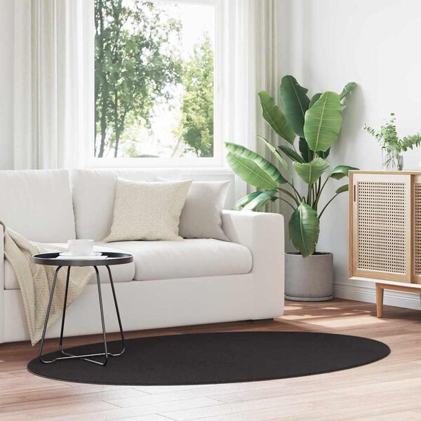 vidaXL Alavaibad Ovaalne HUARTE Must 100 x 200 cm 100% Pol&uuml;ester