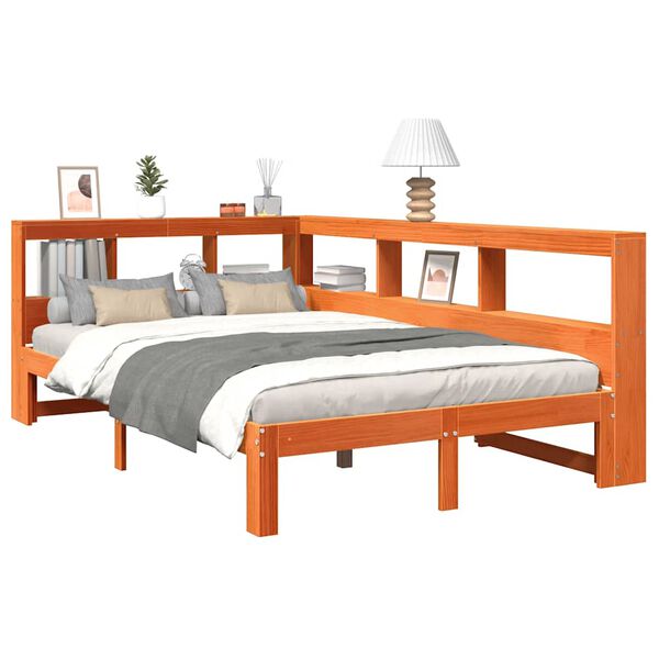 vidaXL riiuliga voodi ilma madratsita, vahapruun, 120x190cm, m&auml;nnipuit