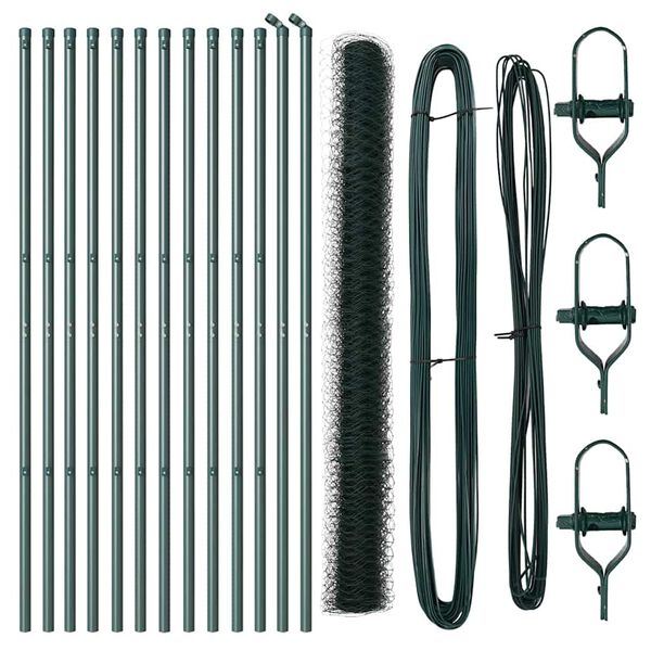 vidaXL Aiapost Roheline 25 x 1,6 m (50 mm võrk) Terased ja PVC