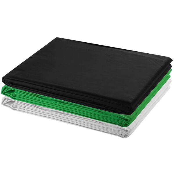 vidaXL fotostuudio komplekt 3 tausta ja reguleeritava raamiga 3 x 3 m