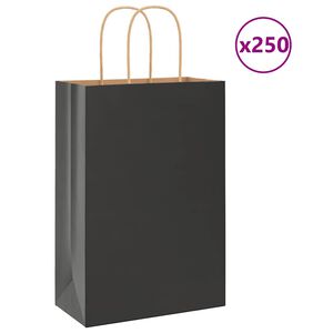 vidaXL paberkotid, 250 tk, k&auml;epidemetega, must, 21x11x31 cm