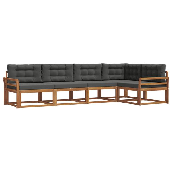 vidaXL V&auml;li diivanikomplekt padjaga 5 pcs Looduslik ja antriit