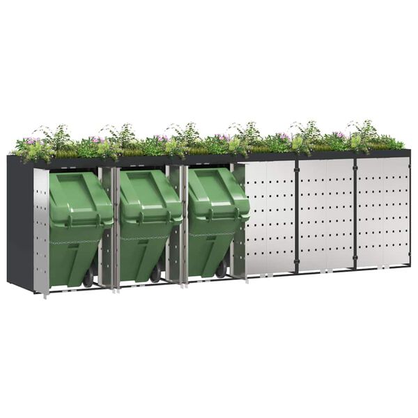 vidaXL Ratta prügikasti hoidmine 3 prügikasti jaoks Antratsiit