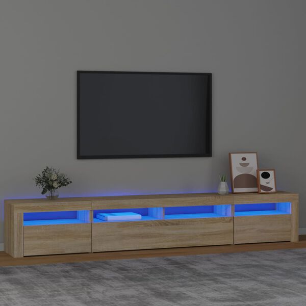 vidaXL telerialus LED-tuledega, Sonoma tamm, 240x35x40 cm