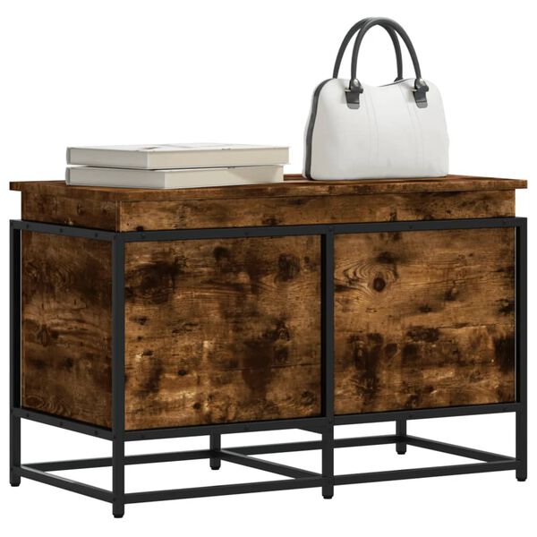 vidaXL kaanega hoiukast, suitsutatud tamm, 80x40x51,5 cm, tehispuit