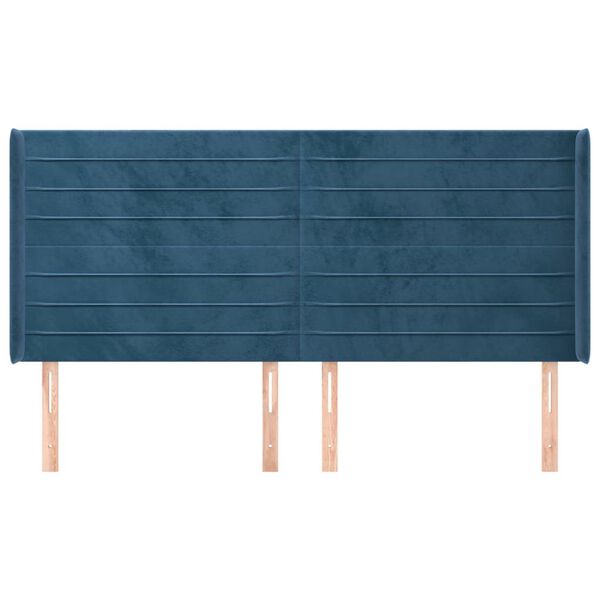 vidaXL voodipeats servadega, tumesinine, 183x16x118/128 cm, samet