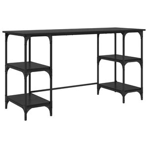 vidaXL Laud riiuliga Must tamm 140 x 50 x 75 cm Tehispuit