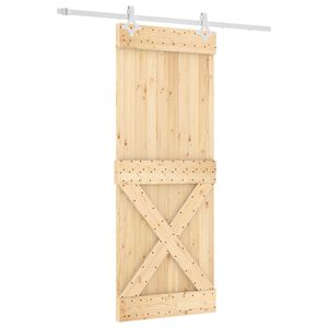 vidaXL Libisev uks Looduslik ja Valge 80 x 210 cm Tahke m&auml;nnipuit