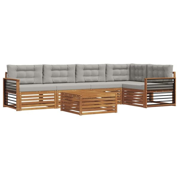 vidaXL V&auml;li diivanikomplekt padjaga 6 pcs Looduslik ja Hele Hall