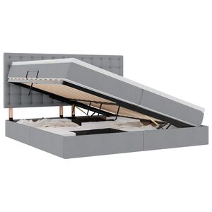 vidaXL LED-valgusega hoiuvoodi LEDiga Helehall 200 x 200 cm Pol&uuml;ester