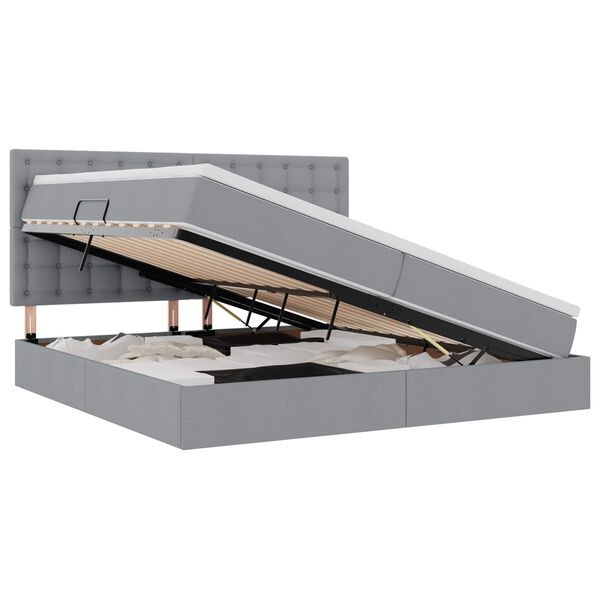 vidaXL LED-valgusega hoiuvoodi LEDiga Helehall 200 x 200 cm Pol&uuml;ester