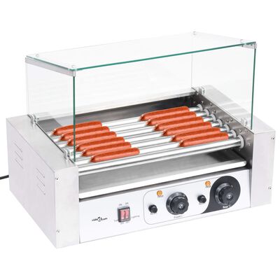 vidaXL 7 hot dogi grill klaaskattega, 1400 W