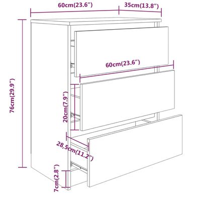vidaXL puhvetkapp valge 60 x 35 x 76 cm, tehispuit