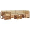 vidaXL V&auml;li diivanikomplekt 8 pcs Looduslik ja beež Tugev akatsiapuu