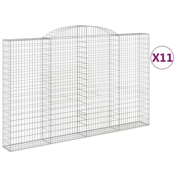 vidaXL kaarekujulised gabioonkorvid 11 tk, 300x30x180/200 cm, raud