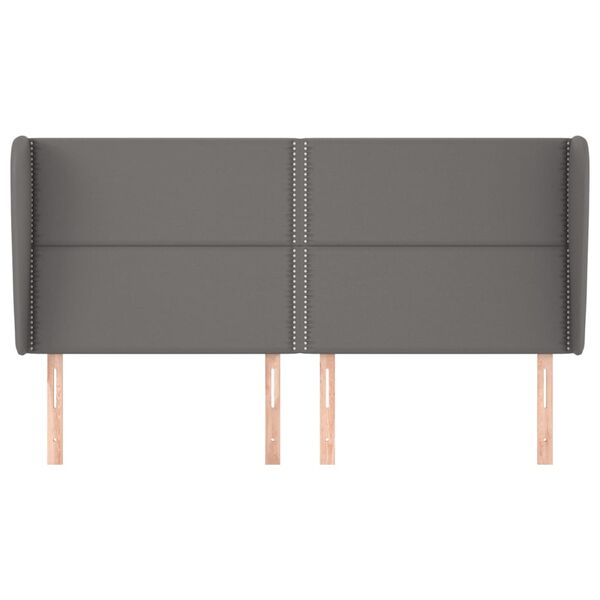 vidaXL voodipeats servadega, hall, 203x23x118/128 cm, kunstnahk