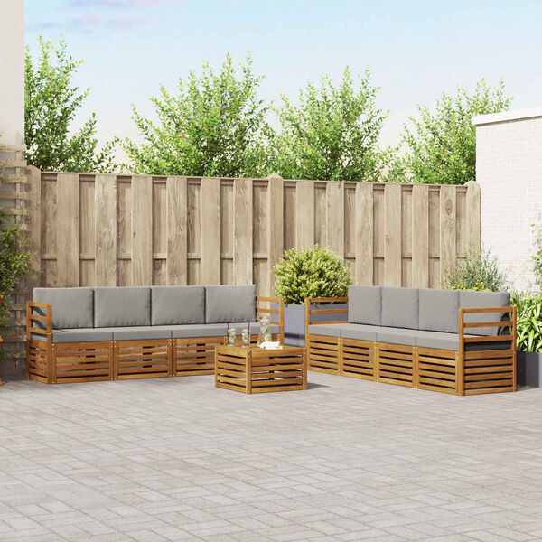 vidaXL Diivanikomplektid 9 pcs Looduslik ja Hele Hall Tugev akatsiapuu