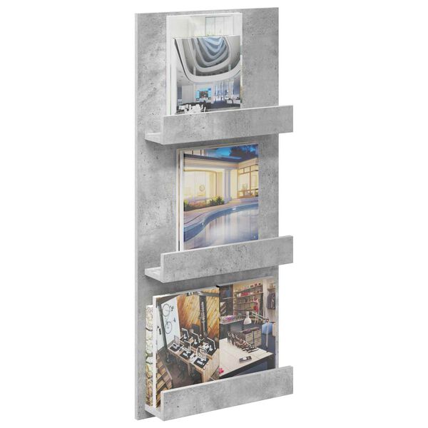 vidaXL Ajakirja riiul riiuliga Betoonhall 43 x 11 x 102 cm Tehispuit