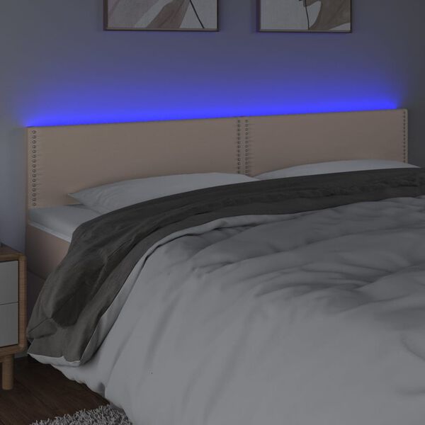 vidaXL LED-voodipeats Cappuccino 180x5x78/88 cm kunstnahk