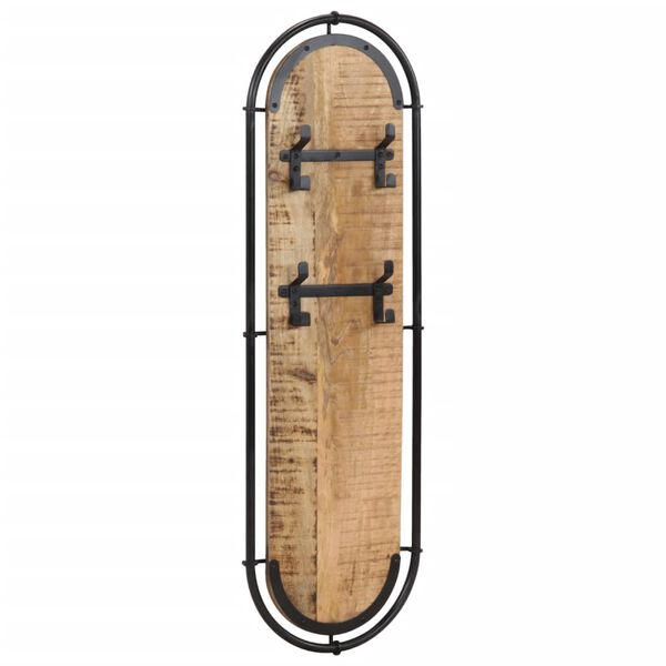 vidaXL seinale kinnitatav riidenagi 4 konksuga, 2 tk, mangopuit