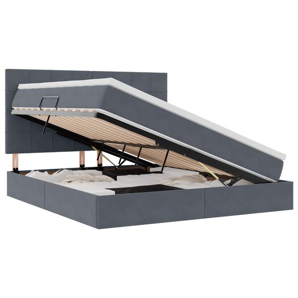 vidaXL LED-valgusega hoiuvoodi madratsiga Tumehall 160 x 200 cm Samet