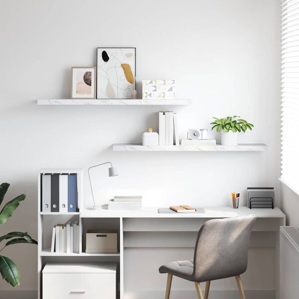 vidaXL Seinariiul 2 pcs Valge Marmor 120 x 23,5 x 4 cm Tehispuit