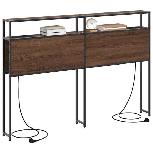 vidaXL Hoiustamispeatoe riiuliga peaga Pruun tamm 160 cm Tehispuit