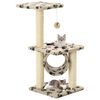 vidaXL sisalköitega kraapimispuuga kassimaja, 65 cm, käpajälgedega beež
