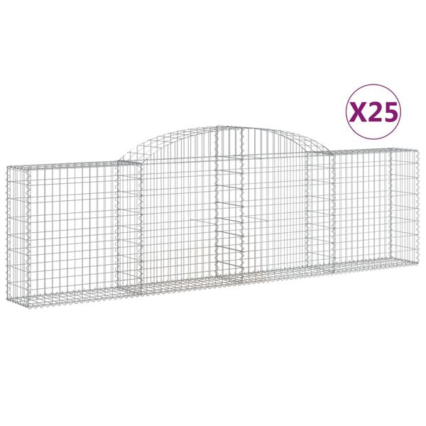 vidaXL kaarekujulised gabioonkorvid 25 tk, 300x30x80/100 cm, raud