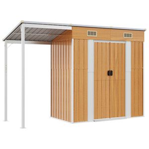 vidaXL aiakuur pikendatud katusega, helepruun, 277x107x181 cm, teras