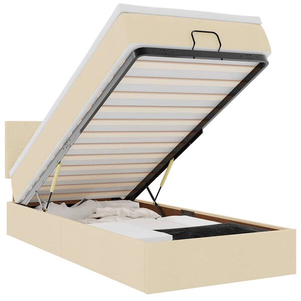 vidaXL Ottomani voodiraam madratsiga, kreemjas, 80x200cm, kangas
