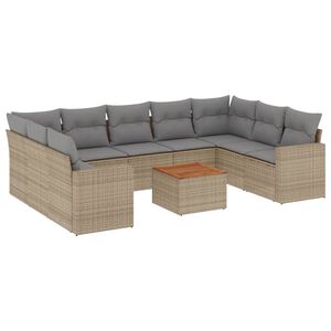 vidaXL 10-osaline aiadiivani komplekt patjadega, beež, pol&uuml;rotang