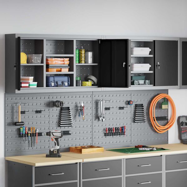 vidaXL T&ouml;&ouml;riistakappide komplekt 6 pcs Must Pulberv&auml;rvitud teras