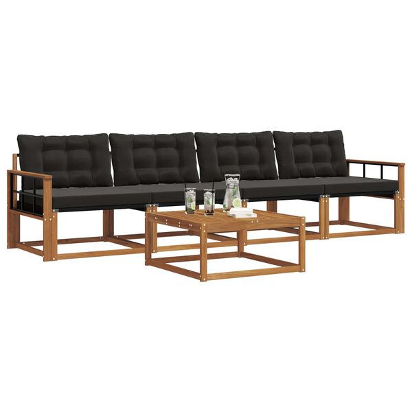 vidaXL V&auml;li diivanikomplekt padjaga 5 pcs Looduslik ja must