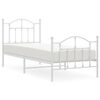 vidaXL metallist voodiraam peatsi ja jalutsiga, valge, 90 x 190 cm
