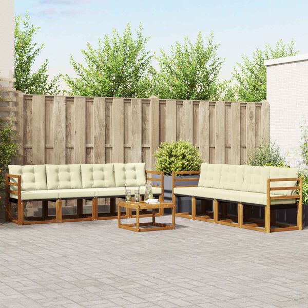 vidaXL V&auml;li diivanikomplekt padjaga 9 pcs Looduslik ja kreem