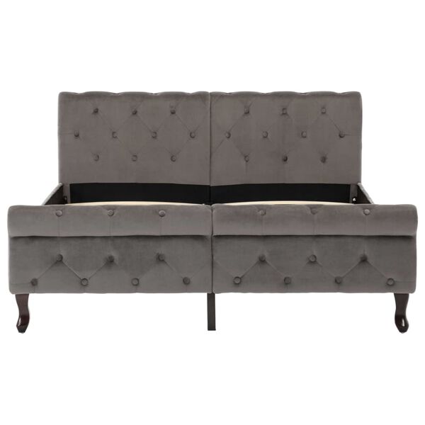 vidaXL voodiraam, hall, samet, 140 x 200 cm