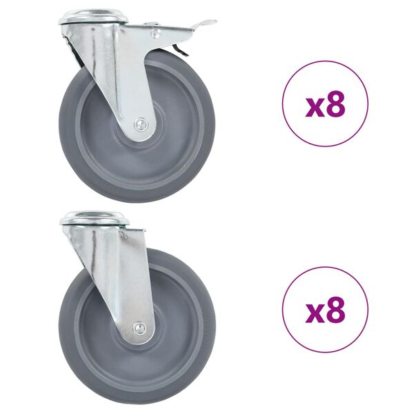 vidaXL poldiaukudega p&ouml;&ouml;ratavad m&ouml;&ouml;blirattad 16 tk, 125 mm