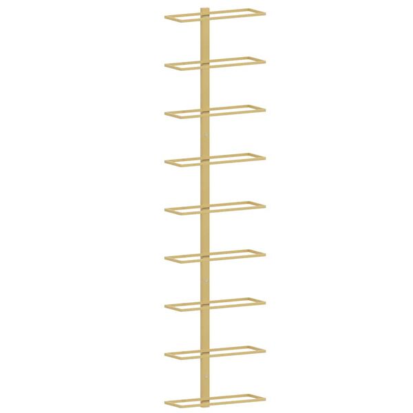 vidaXL seinale kinnitatav veiniriiul 9 pudelile, kuldne raud