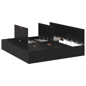 vidaXL Voodi hoiukohaga raam Must tamm 200 x 200 cm Tehispuit