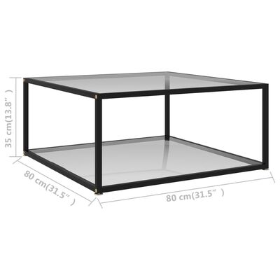 vidaXL kohvilaud, läbipaistev, 80 x 80 x 35 cm, karastatud klaas