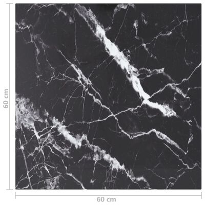 vidaXL lauaplaat, must 60x60 cm, 6 mm, karastatud klaas marmordisain