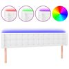 vidaXL LED-voodipeats, valge, 163x16x78/88 cm, kunstnahk