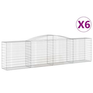 vidaXL kaarekujulised gabioonkorvid 6 tk, 400x50x100/120 cm, raud