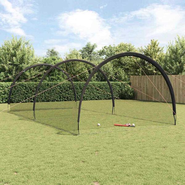 vidaXL Pesapall ja softboll Must 702 x 369.5 x 243.5 cm Pol&uuml;ester